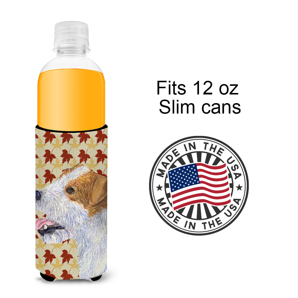 Jack Russell Terrier Fall Leaves Portrait Ultra Beverage Insulators for slim cans SS4352MUK.