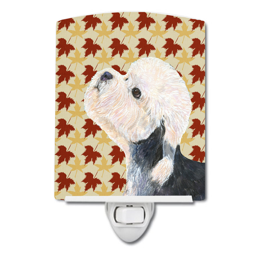 Dandie Dinmont Terrier Fall Leaves Portrait Ceramic Night Light SS4353CNL - the-store.com
