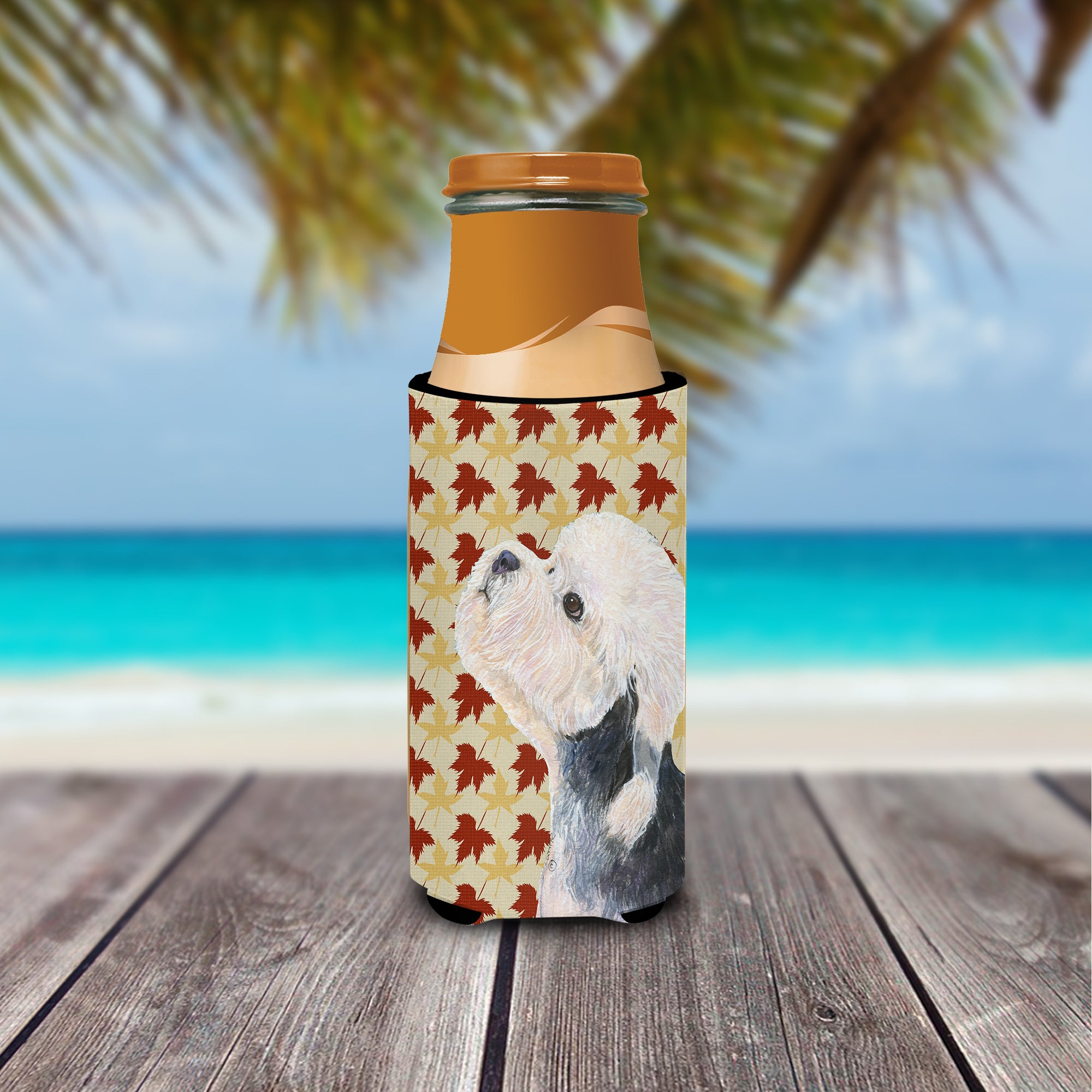 Dandie Dinmont Terrier Fall Leaves Portrait Ultra Beverage Insulators for slim cans SS4353MUK.