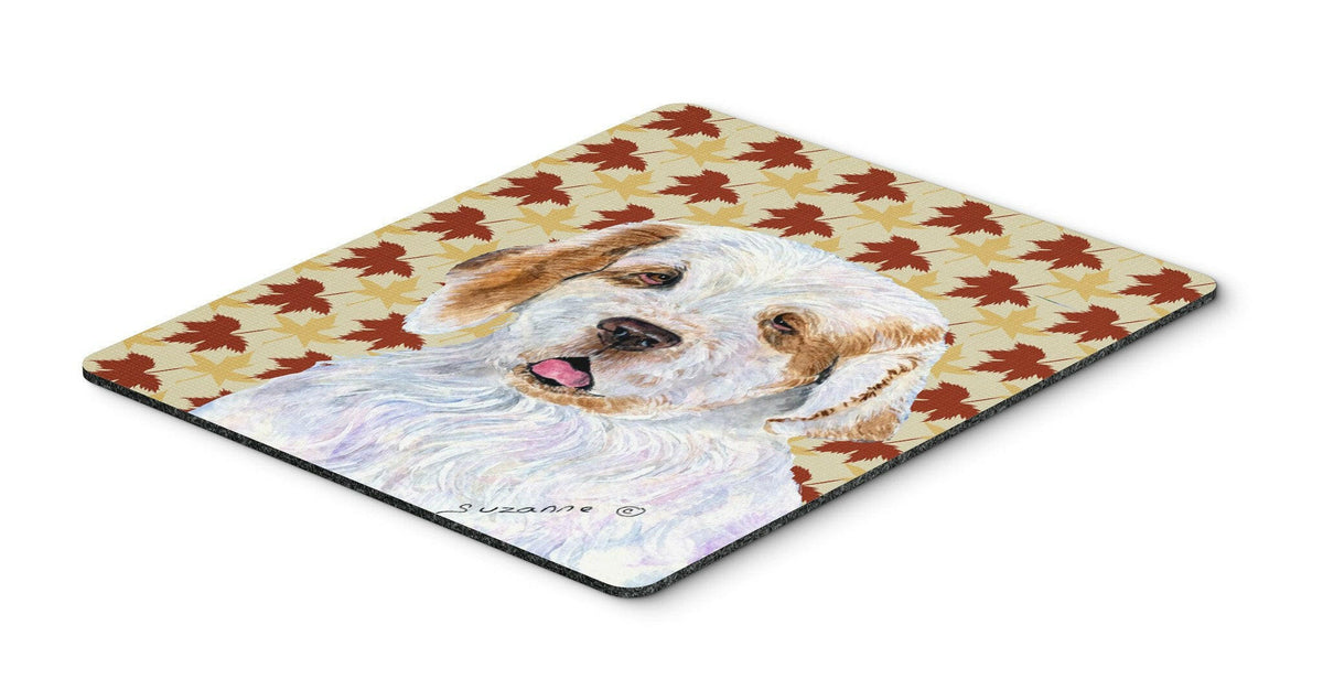 Clumber Spaniel Fall Leaves Portrait Mouse Pad, Hot Pad or Trivet by Caroline&#39;s Treasures