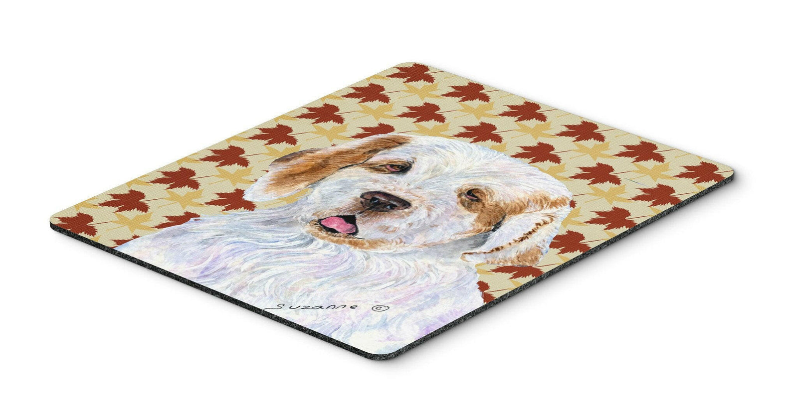 Clumber Spaniel Fall Leaves Portrait Mouse Pad, Hot Pad or Trivet by Caroline's Treasures
