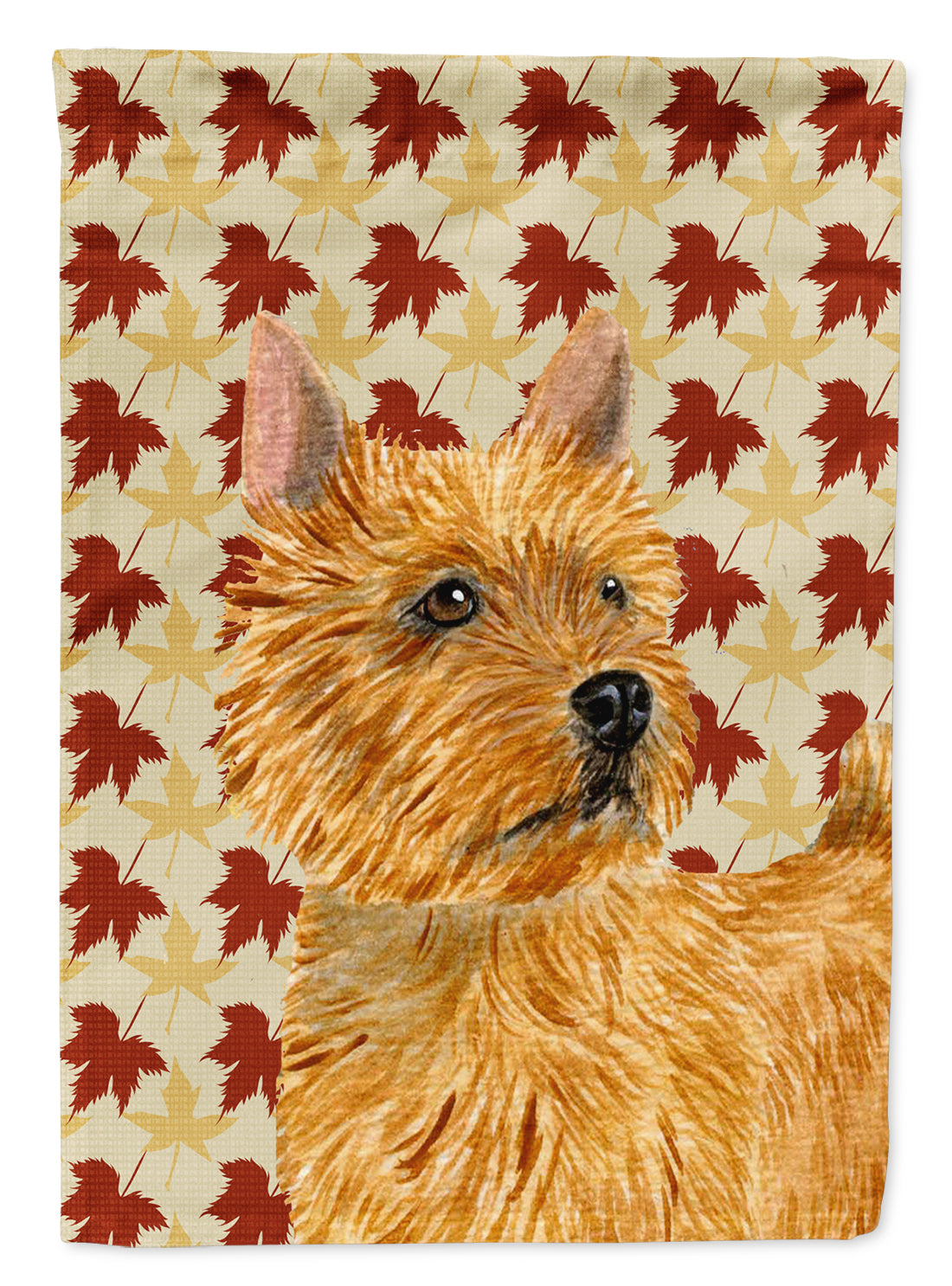 Norwich Terrier Fall Leaves Portrait Flag Canvas House Size  the-store.com.