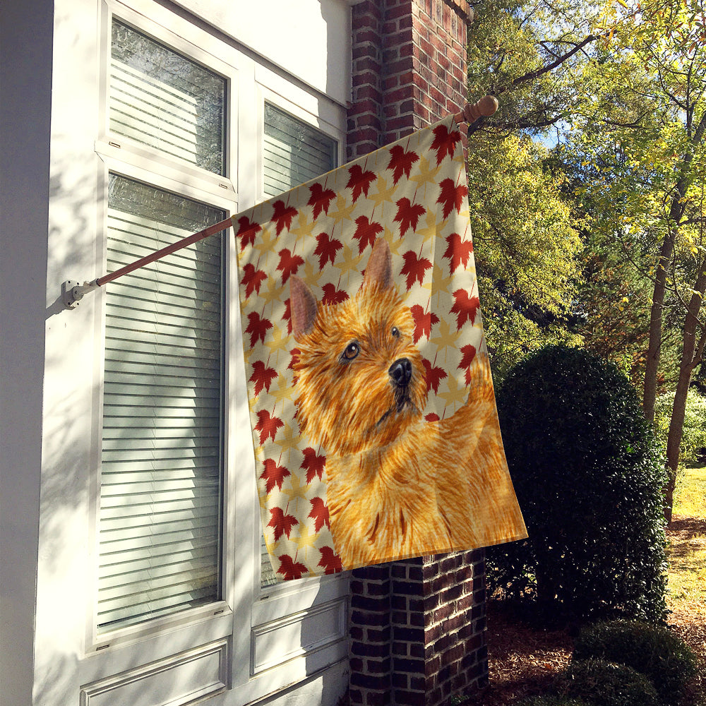 Norwich Terrier Fall Leaves Portrait Flag Canvas House Size