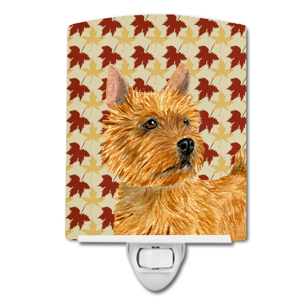 Norwich Terrier Fall Leaves Portrait Ceramic Night Light SS4357CNL - the-store.com