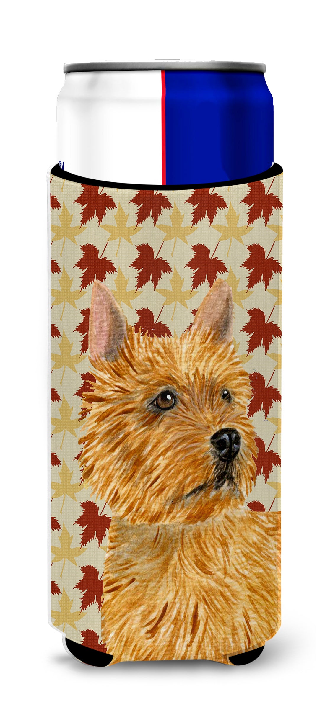 Norwich Terrier Fall Leaves Portrait Ultra Beverage Insulators for slim cans SS4357MUK.