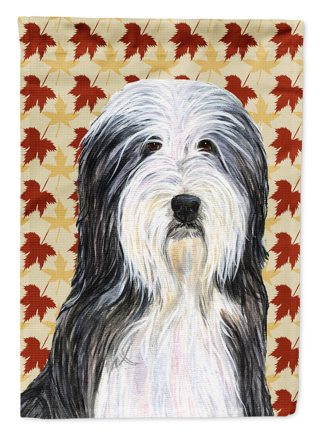 Bearded Collie Fall Leaves Portrait Flag Canvas House Size