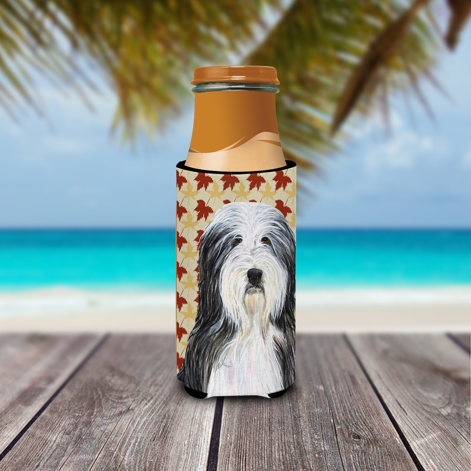 Bearded Collie Fall Leaves Portrait Ultra Beverage Insulators for slim cans SS4359MUK