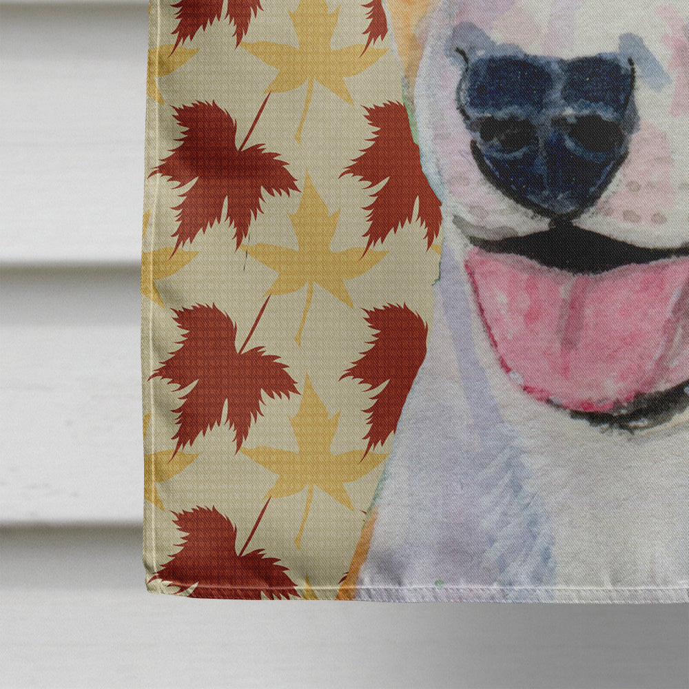 Bull Terrier Fall Leaves Portrait Flag Canvas House Size  the-store.com.