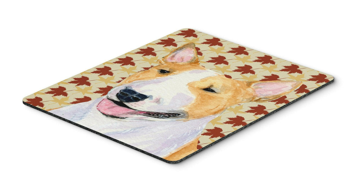 Bull Terrier Fall Leaves Portrait Mouse Pad, Hot Pad or Trivet by Caroline&#39;s Treasures