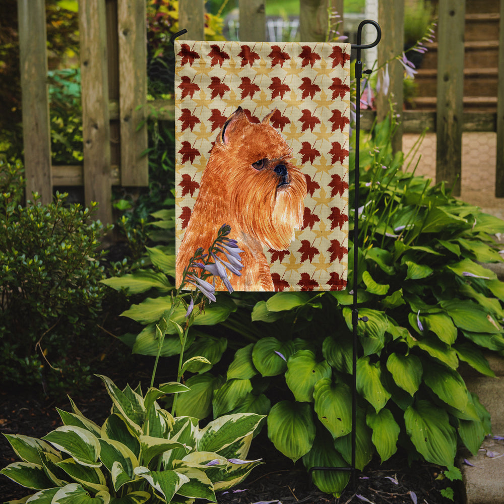 Brussels Griffon Fall Leaves Portrait Flag Garden Size.