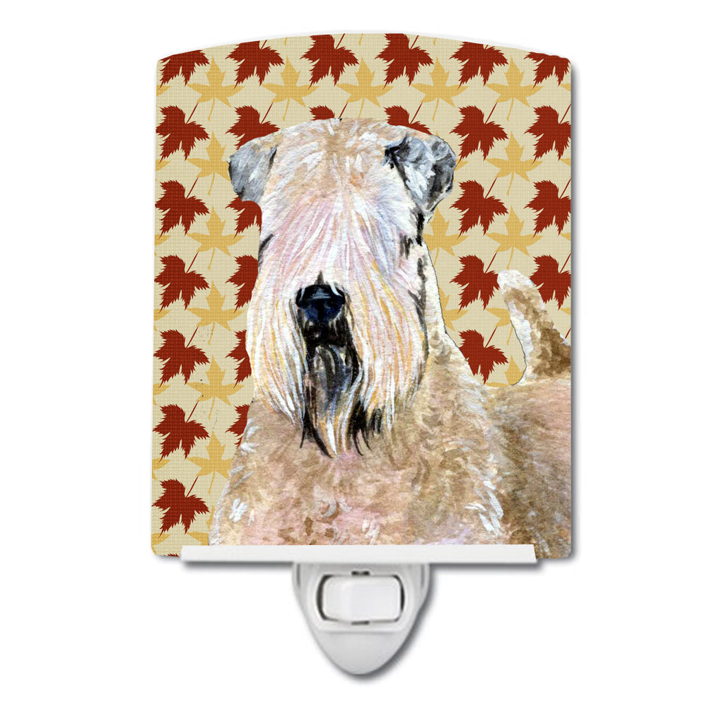 Wheaten Terrier Soft Coated Fall Leaves Portrait Ceramic Night Light SS4363CNL - the-store.com