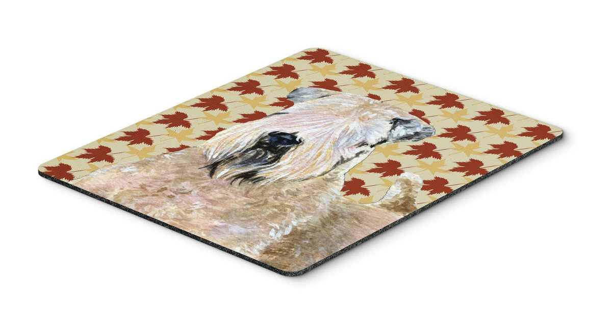 Wheaten Terrier Soft Coated Fall Leaves Portrait Mouse Pad, Hot Pad or Trivet by Caroline&#39;s Treasures