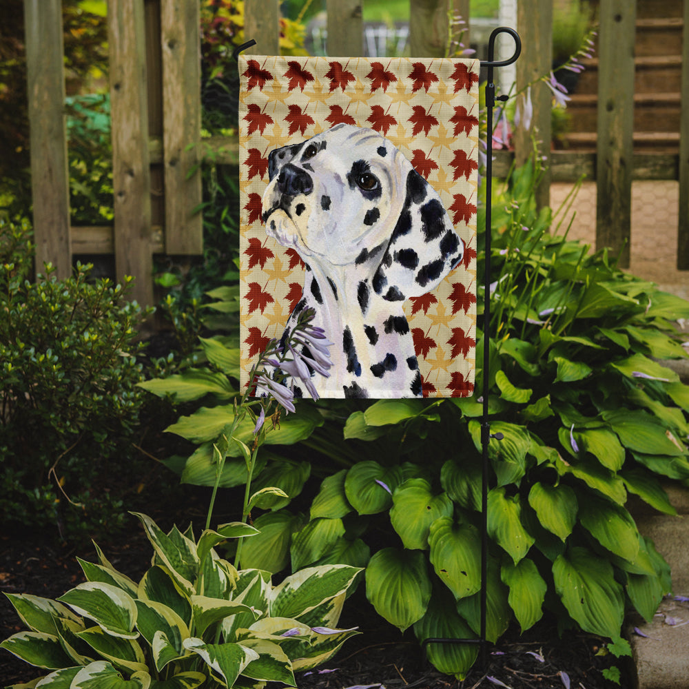 Dalmatian Fall Leaves Portrait Flag Garden Size.