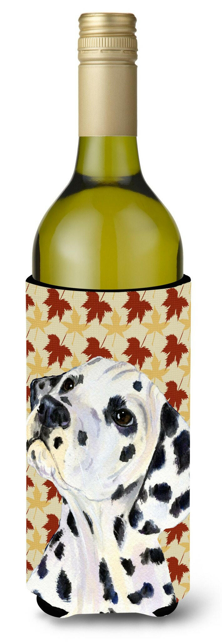 Dalmatian Fall Leaves Portrait Wine Bottle Beverage Insulator Beverage Insulator Hugger by Caroline&#39;s Treasures