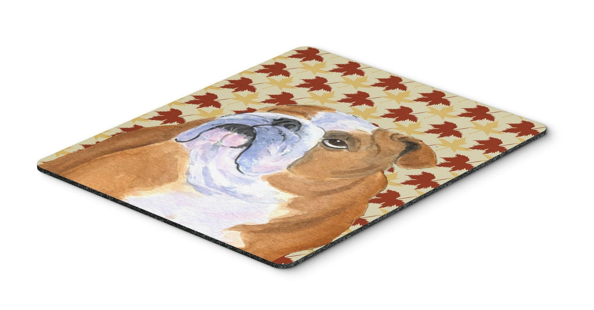 Bulldog English Fall Leaves Portrait Mouse Pad, Hot Pad or Trivet by Caroline's Treasures