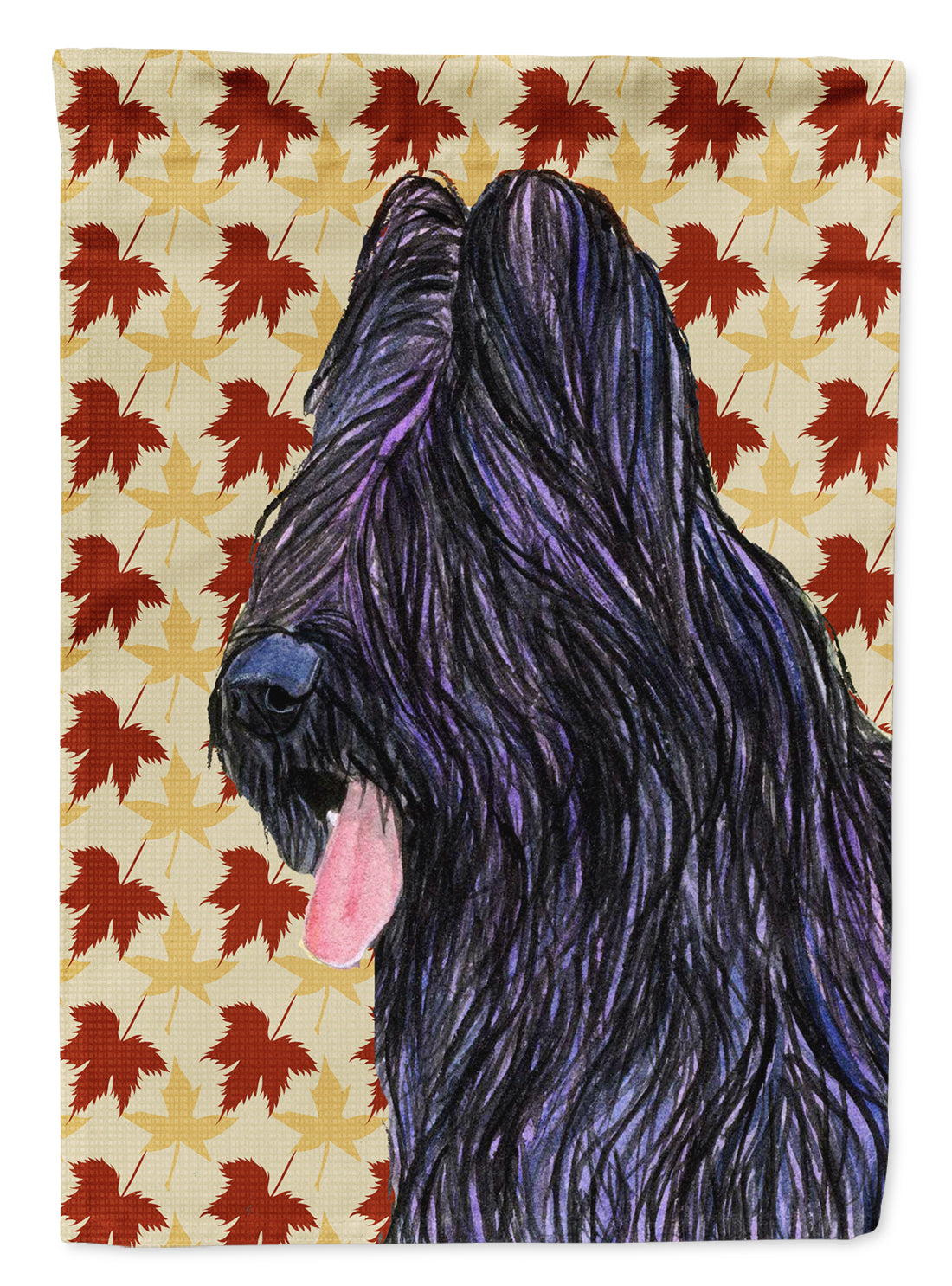 Briard Fall Leaves Portrait Flag Canvas House Size