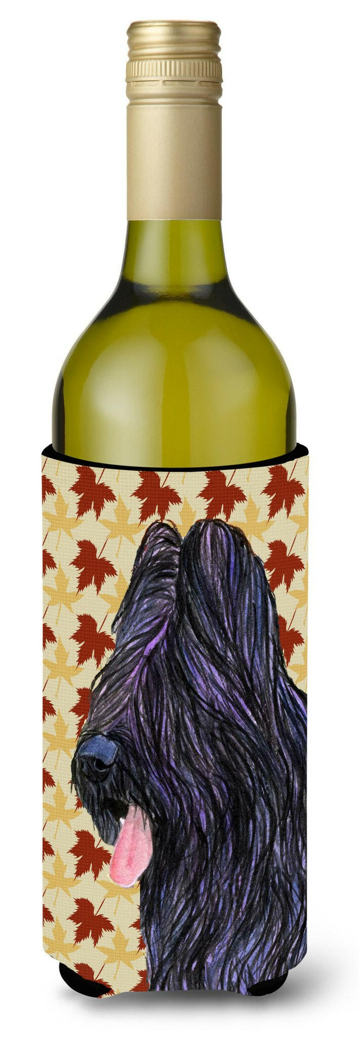 Briard Fall Leaves Portrait Wine Bottle Beverage Insulator Beverage Insulator Hugger by Caroline&#39;s Treasures