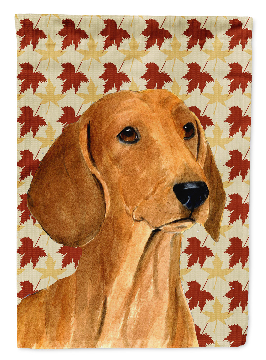 Dachshund Fall Leaves Portrait Flag Canvas House Size  the-store.com.