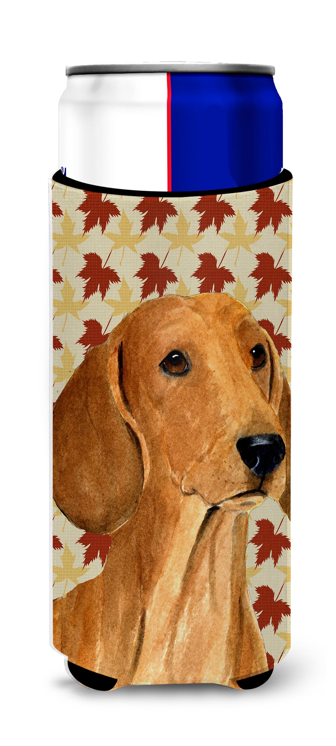 Dachshund Fall Leaves Portrait Ultra Beverage Insulators for slim cans SS4369MUK.