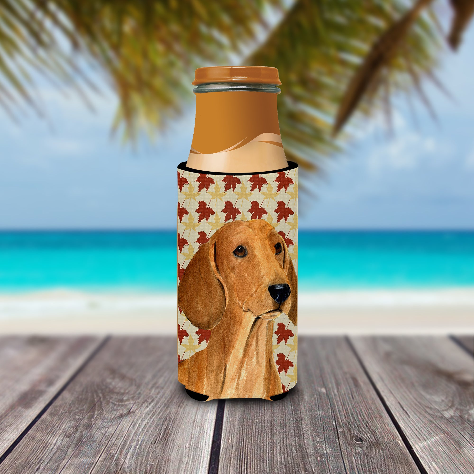 Dachshund Fall Leaves Portrait Ultra Beverage Insulators for slim cans SS4369MUK