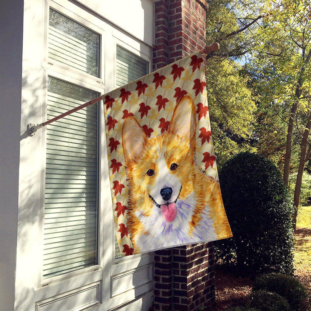 Corgi Fall Leaves Portrait Flag Canvas House Size