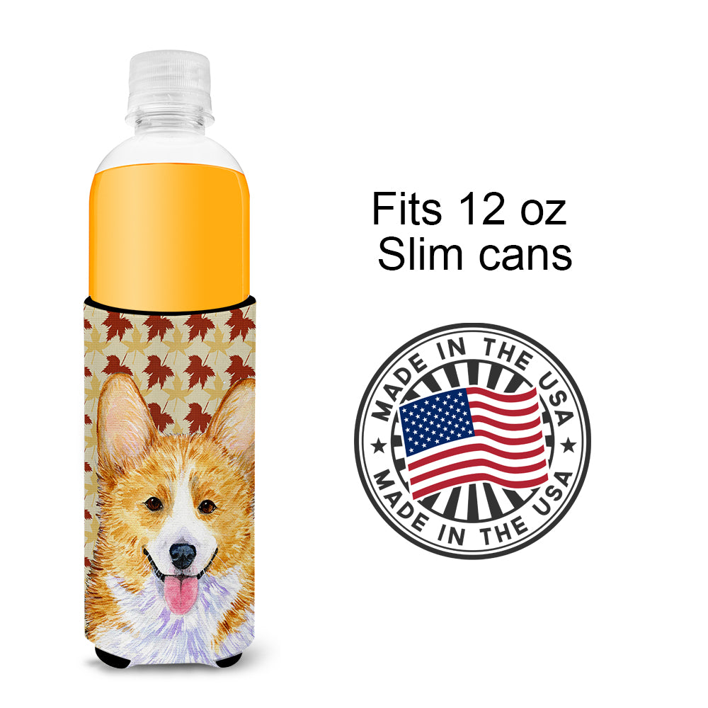 Corgi Fall Leaves Portrait Ultra Beverage Insulators for slim cans SS4370MUK