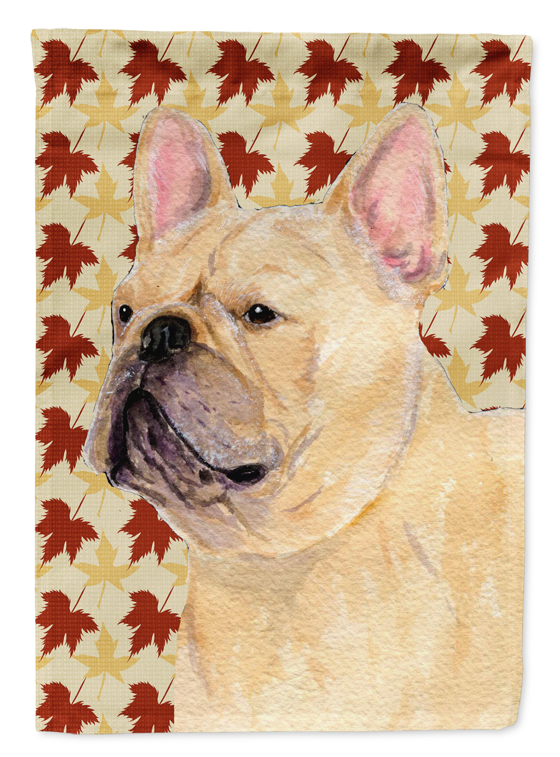 French Bulldog Fall Leaves Portrait Flag Canvas House Size