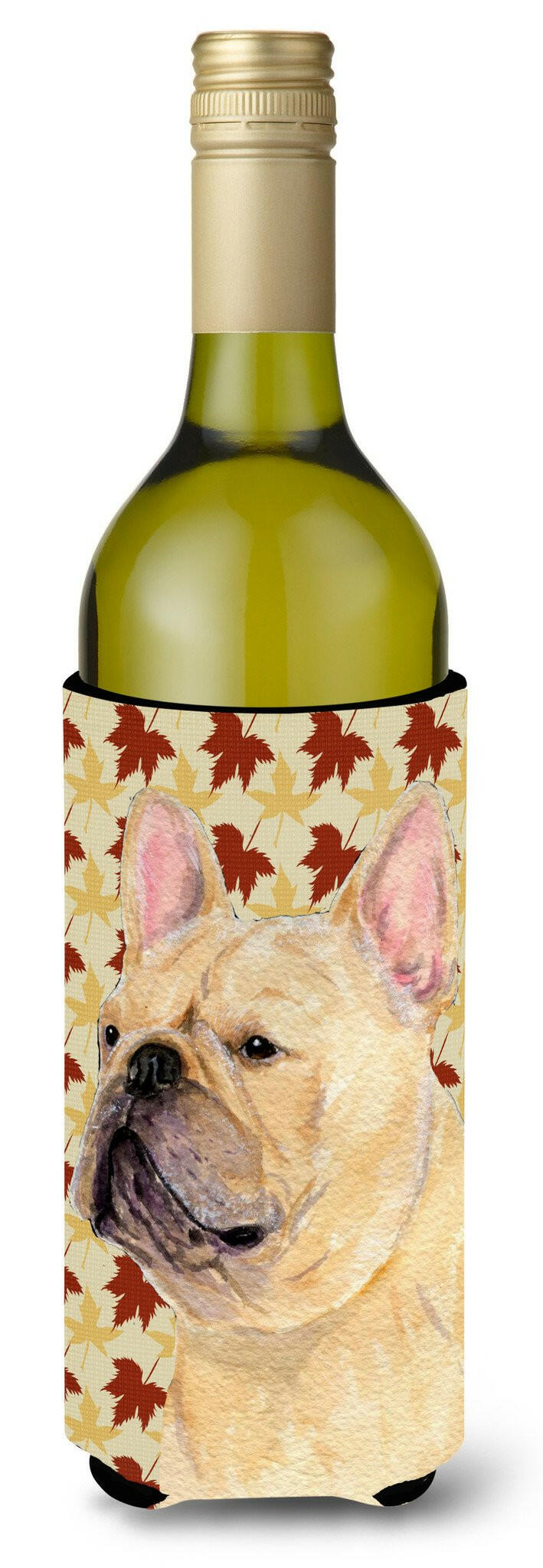 French Bulldog Fall Leaves Portrait Wine Bottle Beverage Insulator Beverage Insulator Hugger SS4371LITERK by Caroline&#39;s Treasures