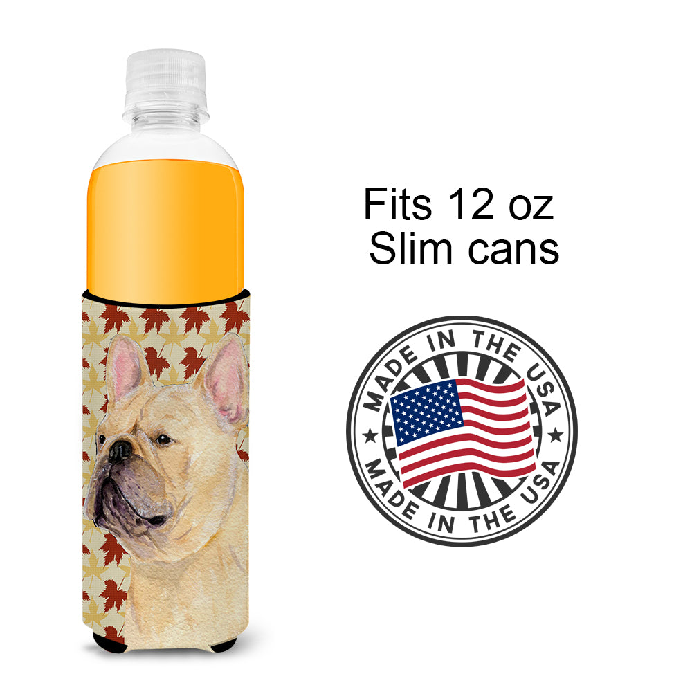 French Bulldog Fall Leaves Portrait Ultra Beverage Insulators for slim cans SS4371MUK.