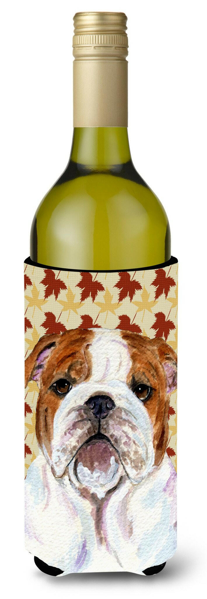 Bulldog English Fall Leaves Portrait Wine Bottle Beverage Insulator Beverage Insulator Hugger SS4372LITERK by Caroline's Treasures