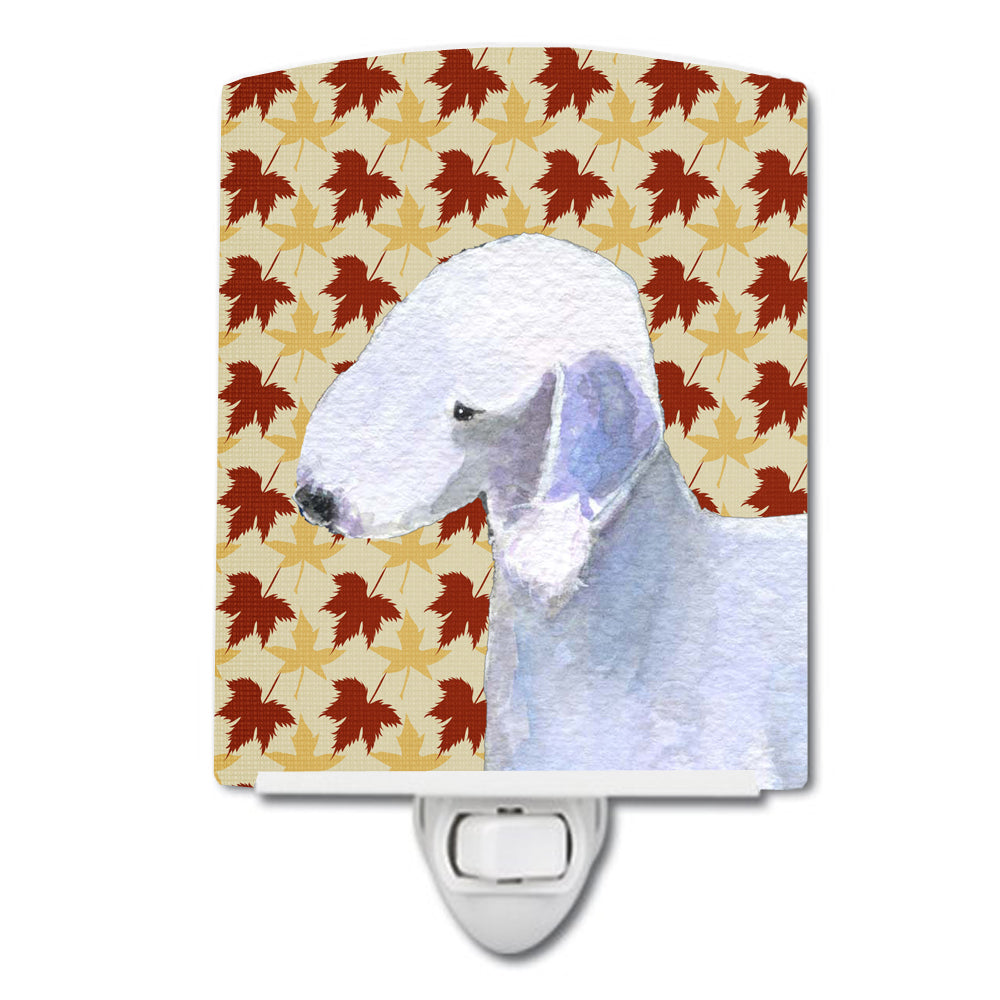 Caroline's Treasures Bedlington Terrier Fall Leaves Portrait Ceramic Night Light SS4373CNL