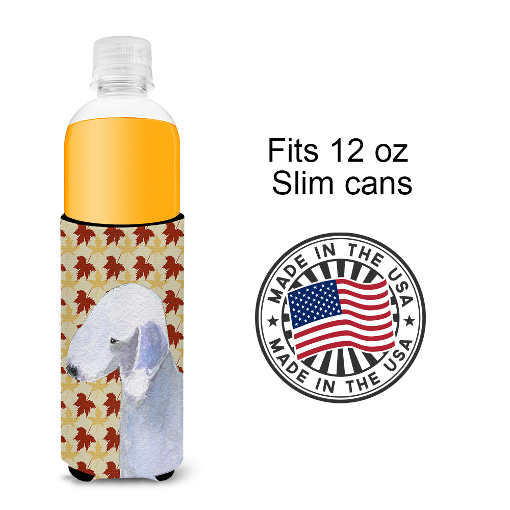 Bedlington Terrier Fall Leaves Portrait Ultra Beverage Insulators for slim cans SS4373MUK.