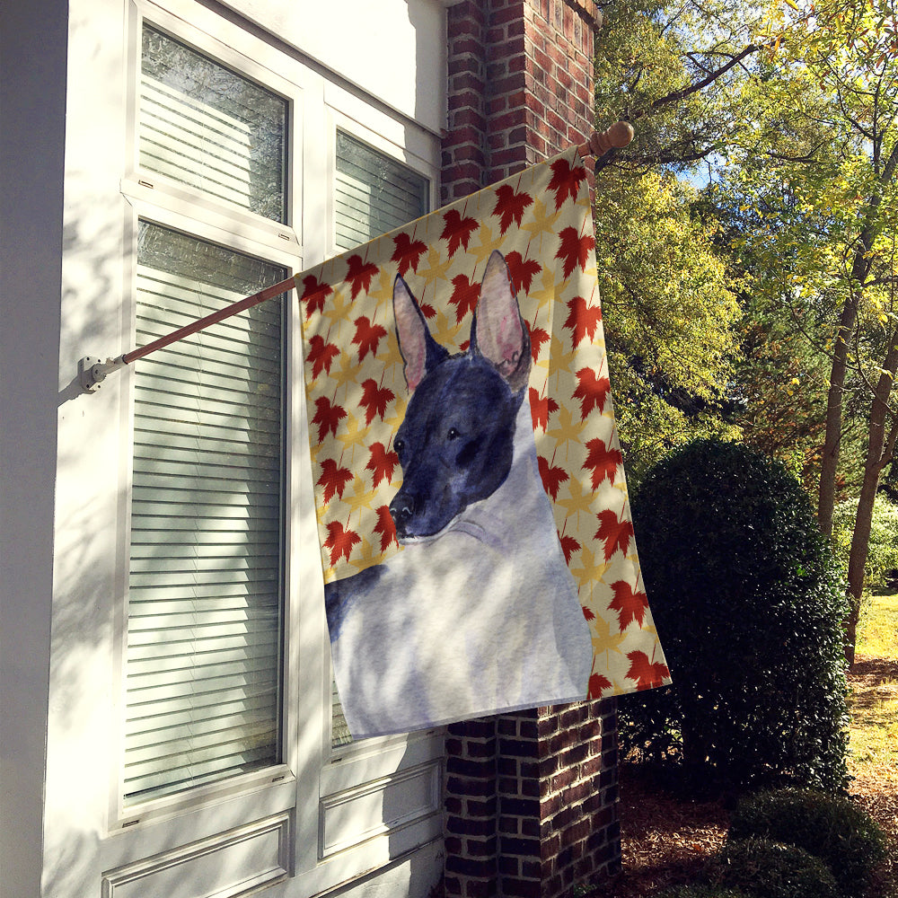 Rat Terrier Fall Leaves Portrait Flag Canvas House Size