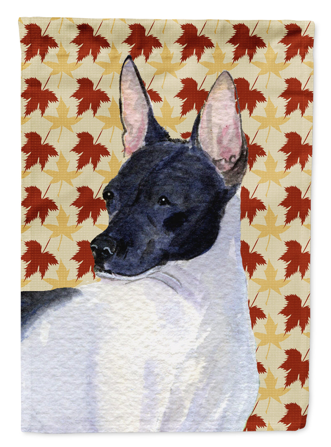Rat Terrier Fall Leaves Portrait Flag Canvas House Size