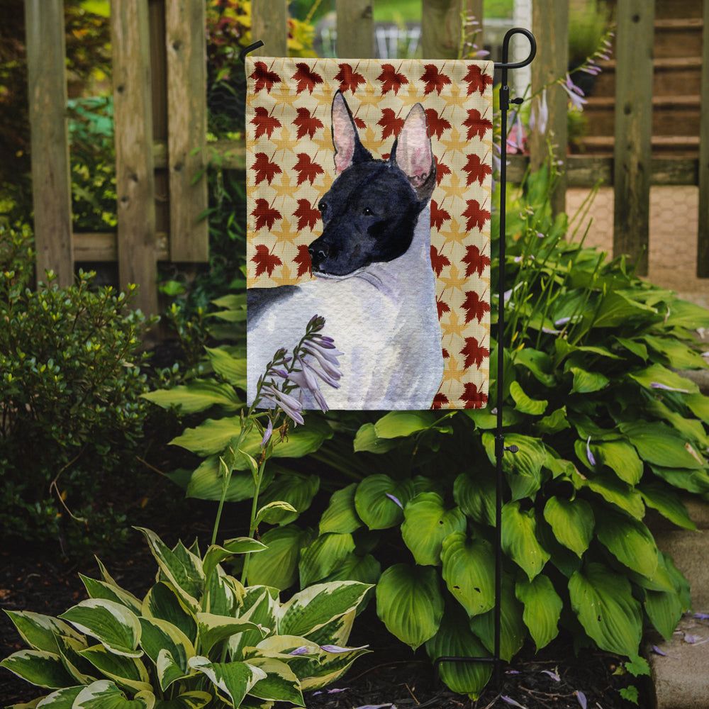 Rat Terrier Fall Leaves Portrait Flag Garden Size