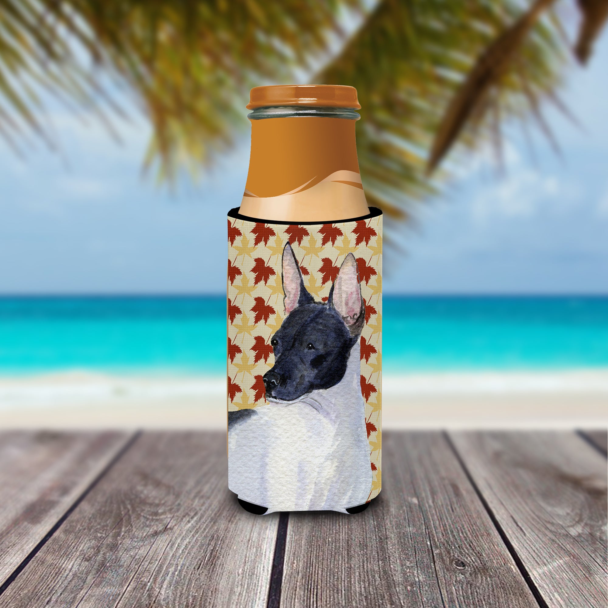 Rat Terrier Fall Leaves Portrait Ultra Beverage Insulators for slim cans SS4376MUK