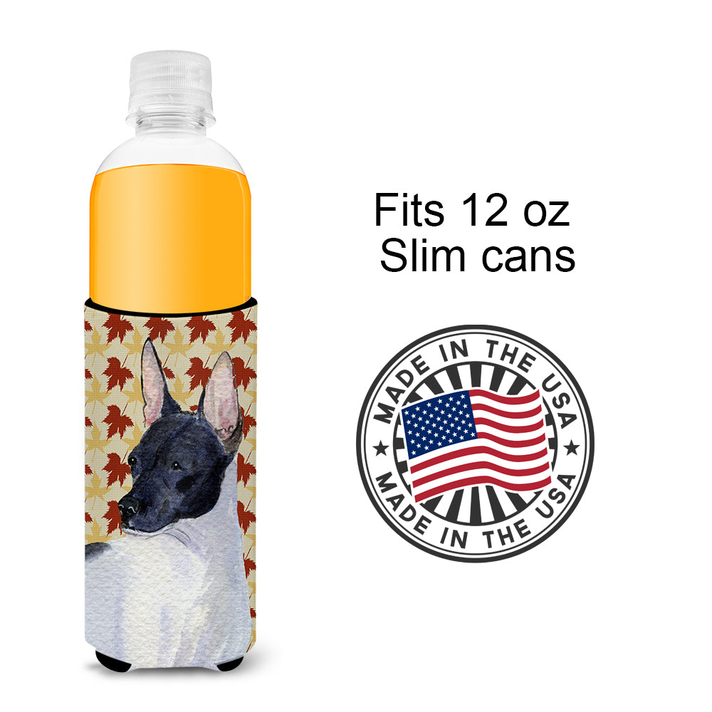 Rat Terrier Fall Leaves Portrait Ultra Beverage Isolateurs pour canettes minces SS4376MUK