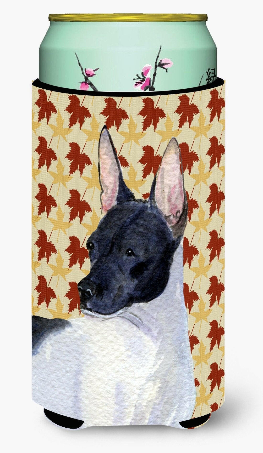 Rat Terrier Fall Leaves Portrait  Tall Boy Beverage Insulator Beverage Insulator Hugger by Caroline&#39;s Treasures