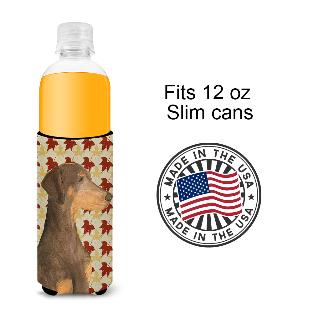 Doberman Fall Leaves Portrait Ultra Beverage Insulators for slim cans SS4377MUK.