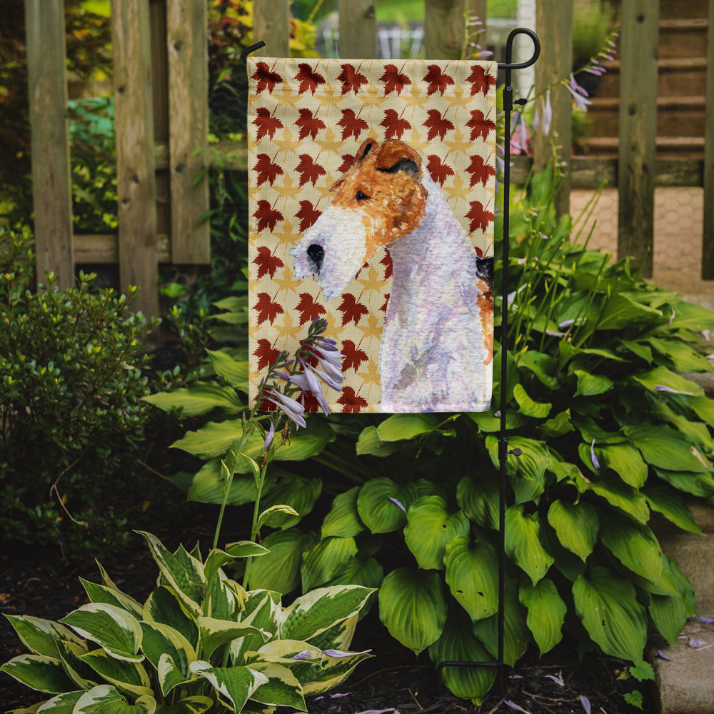 Fox Terrier Fall Leaves Portrait Flag Garden Size