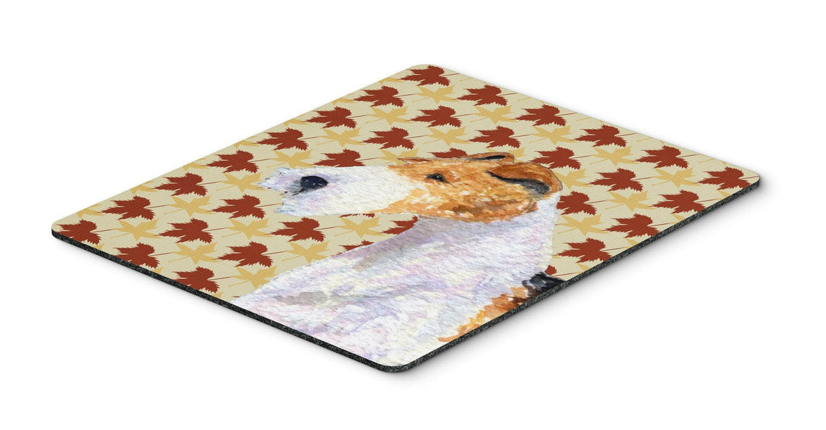 Fox Terrier Fall Leaves Portrait Mouse Pad, Hot Pad or Trivet by Caroline&#39;s Treasures