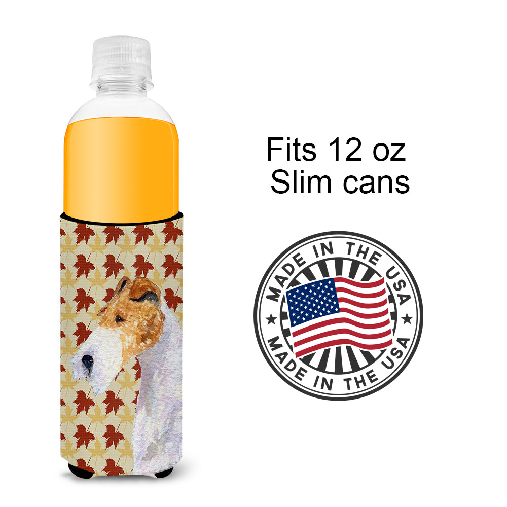 Fox Terrier Fall Leaves Portrait Ultra Beverage Isolateurs pour canettes minces SS4378MUK