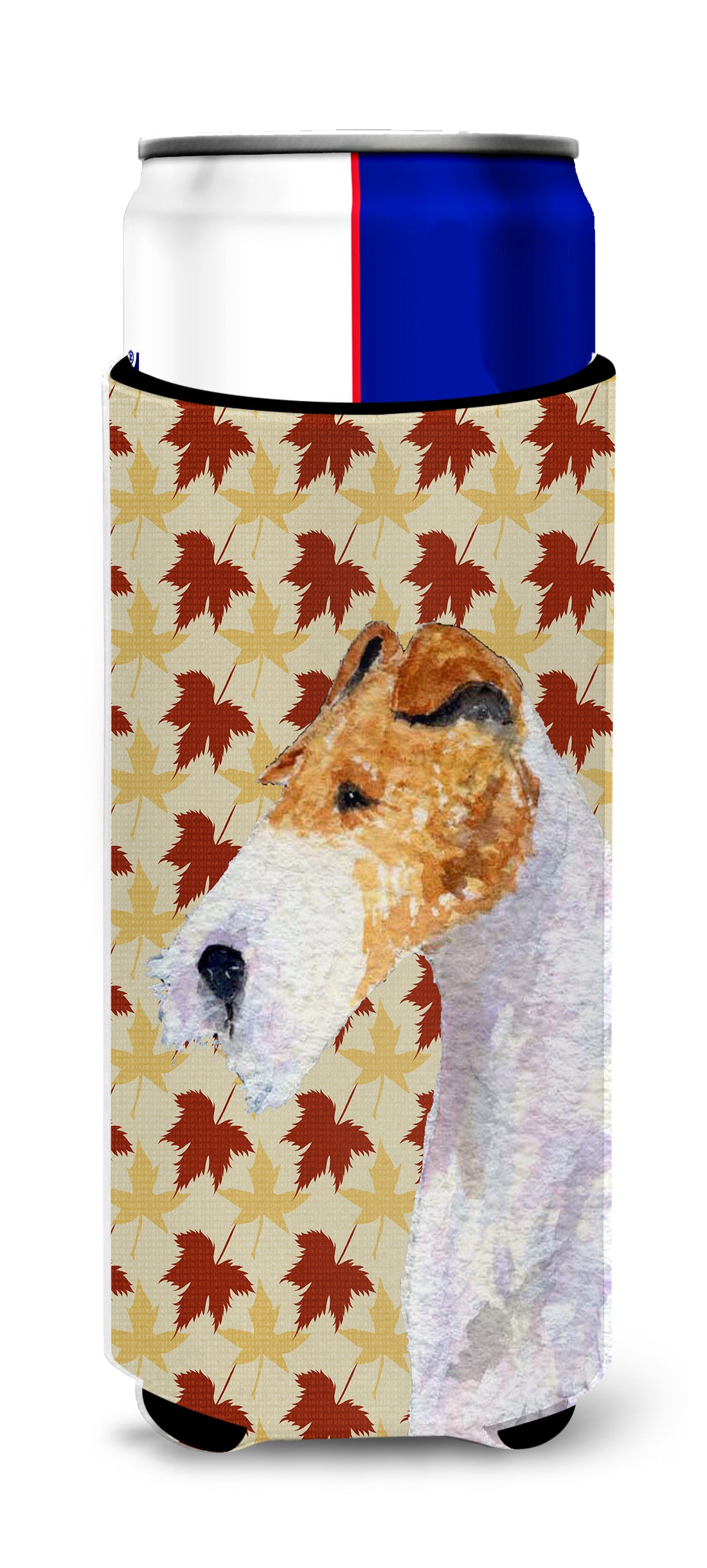 Fox Terrier Fall Leaves Portrait Ultra Beverage Insulators for slim cans SS4378MUK.