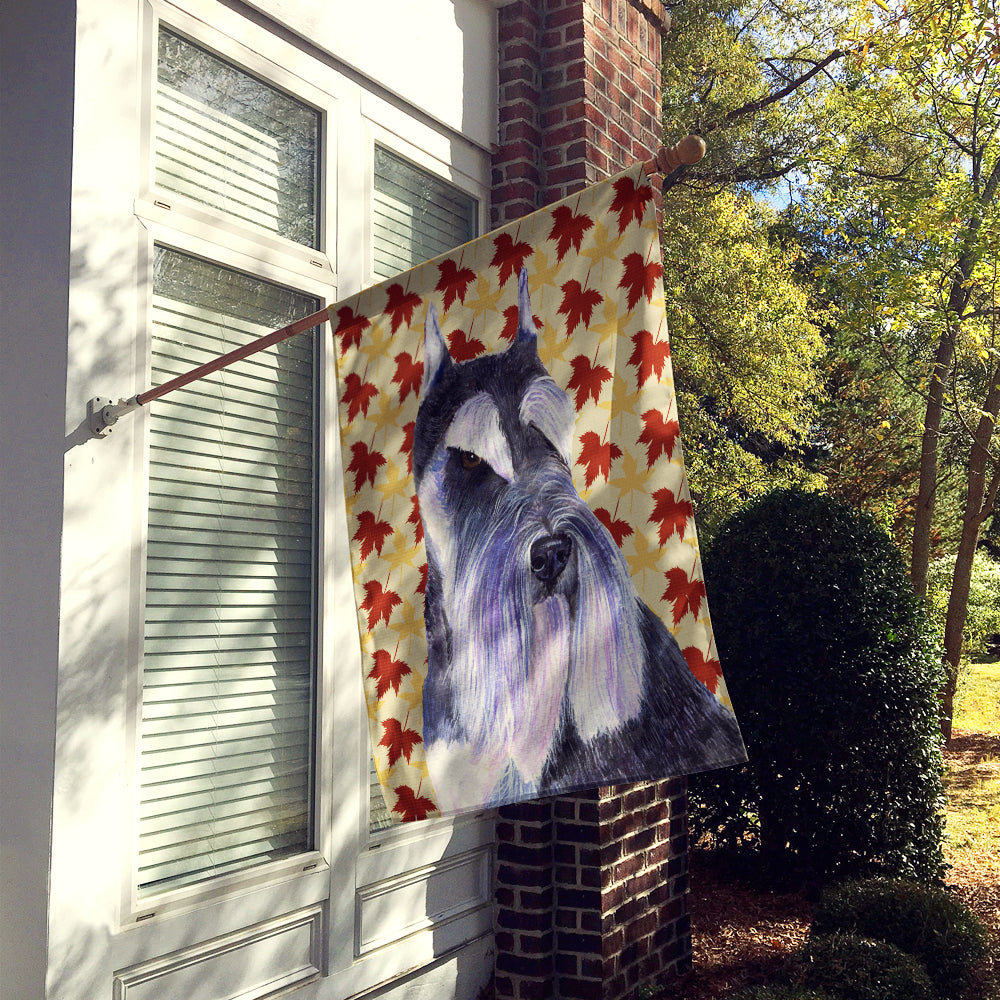 Schnauzer Fall Leaves Portrait Flag Canvas House Size