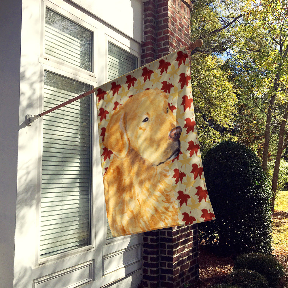 Golden Retriever Fall Leaves Portrait Flag Canvas House Size