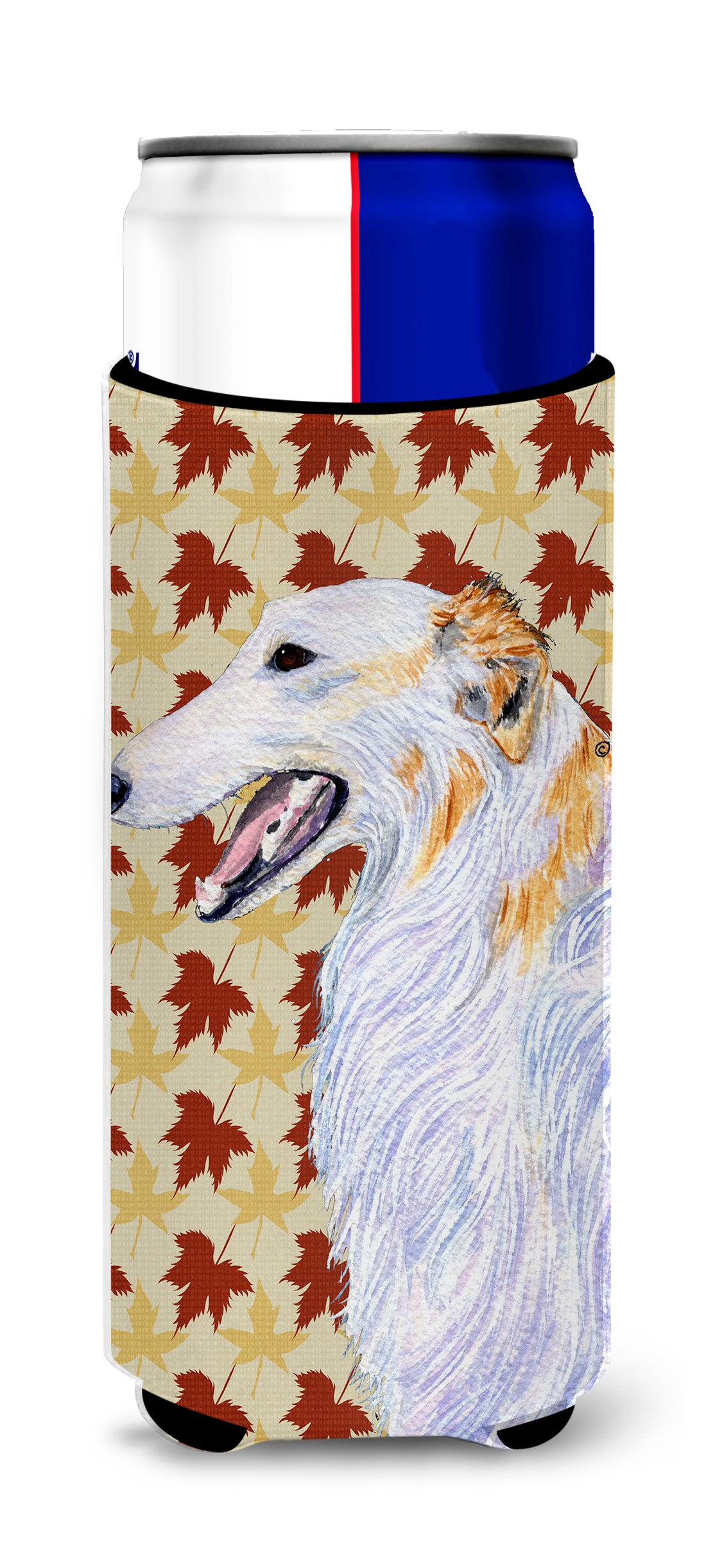 Borzoi Fall Leaves Portrait Ultra Beverage Insulators for slim cans SS4381MUK