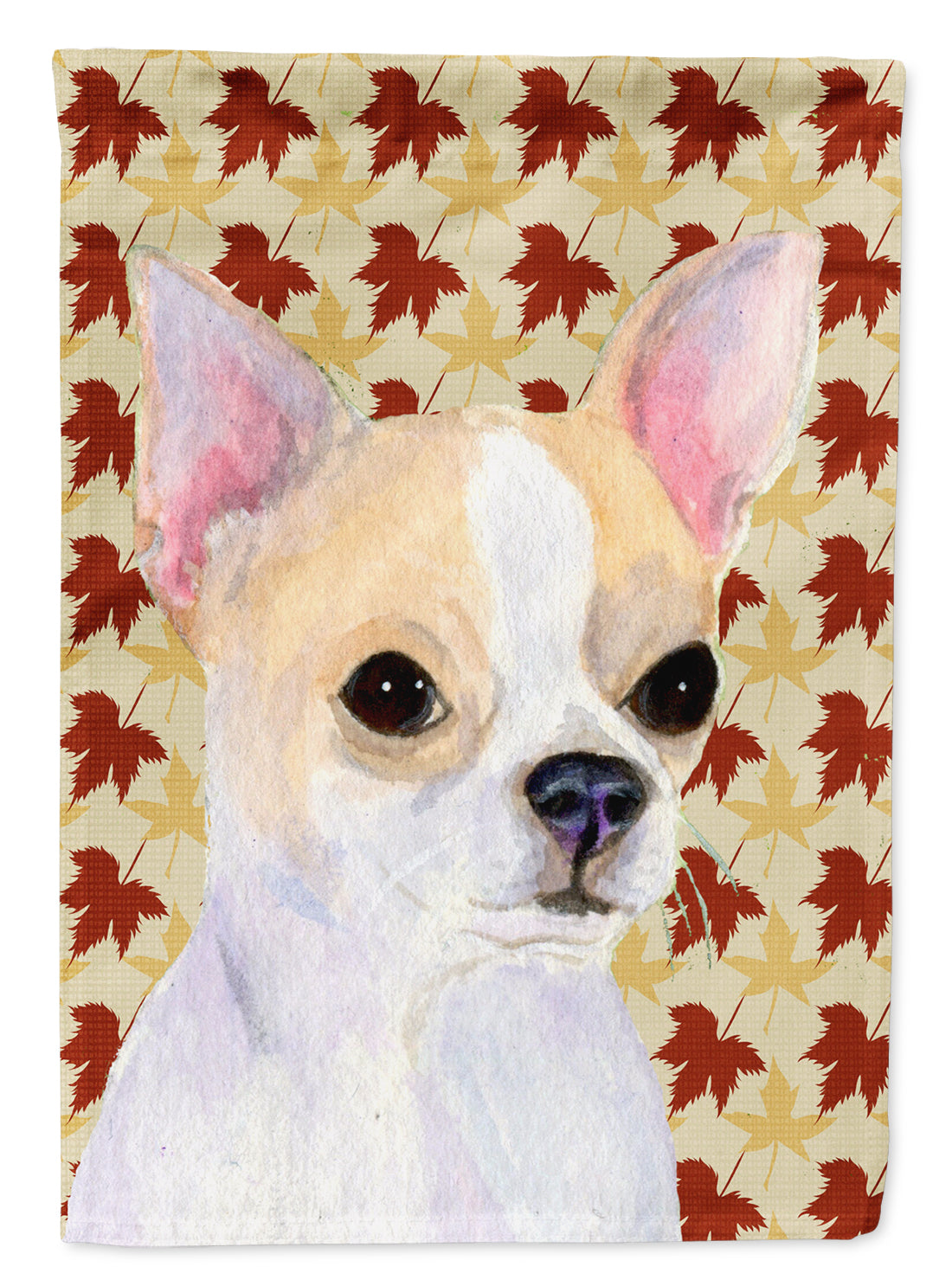 Chihuahua Fall Leaves Portrait Flag Garden Size.