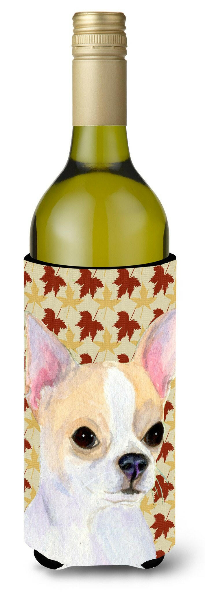 Chihuahua Fall Leaves Portrait Wine Bottle Beverage Insulator Beverage Insulator Hugger SS4382LITERK by Caroline's Treasures