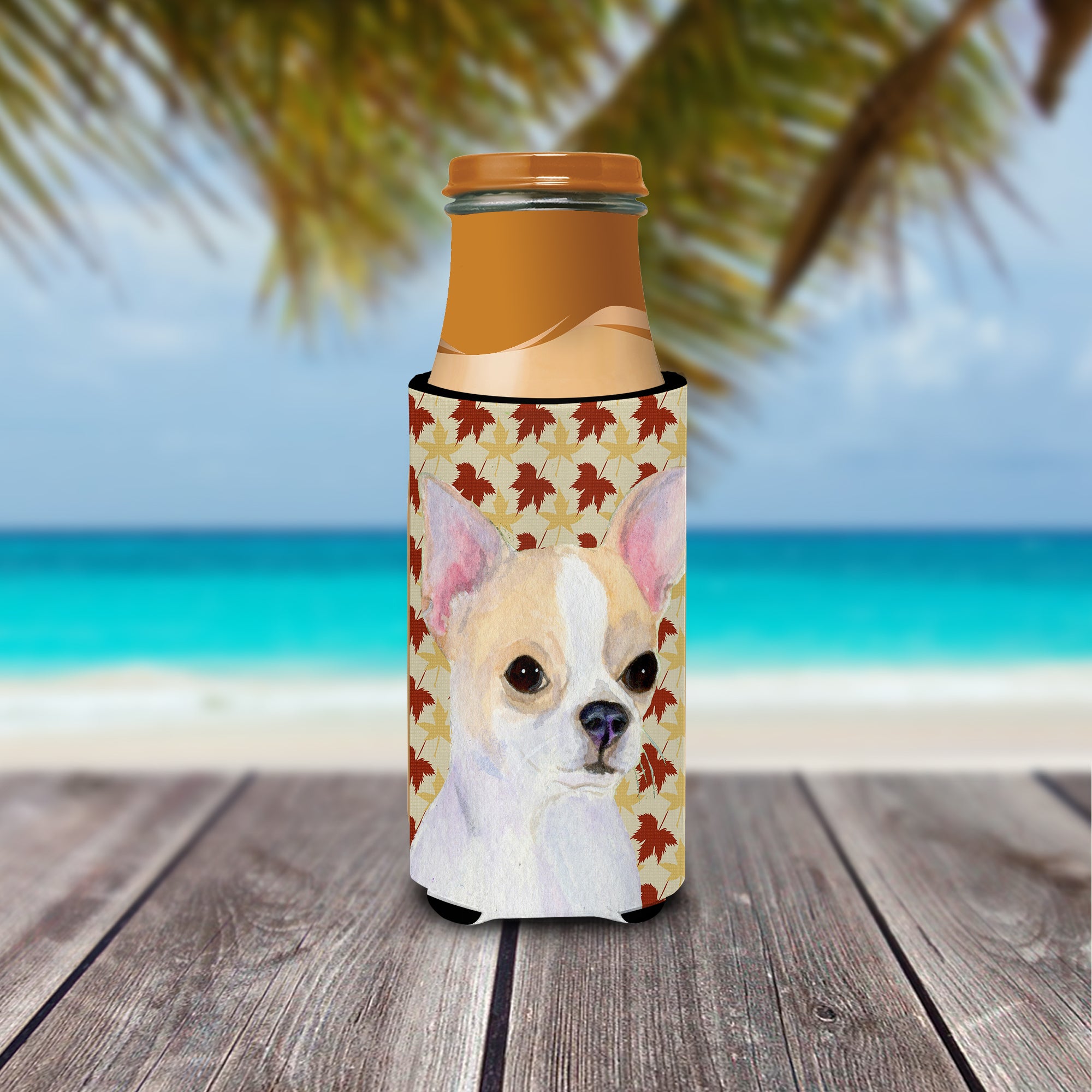 Chihuahua Fall Leaves Portrait Ultra Beverage Insulators for slim cans SS4382MUK.