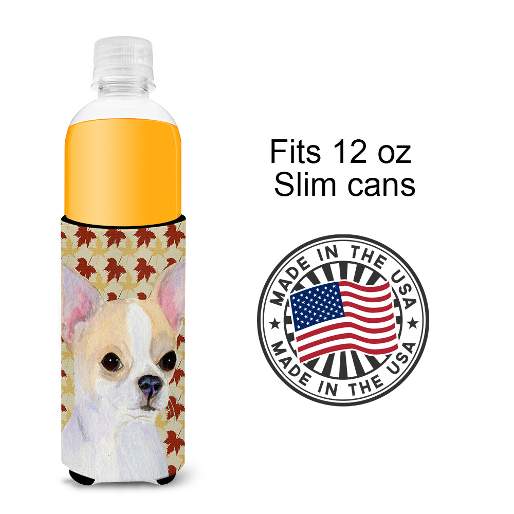 Chihuahua Fall Leaves Portrait Ultra Beverage Insulators for slim cans SS4382MUK.